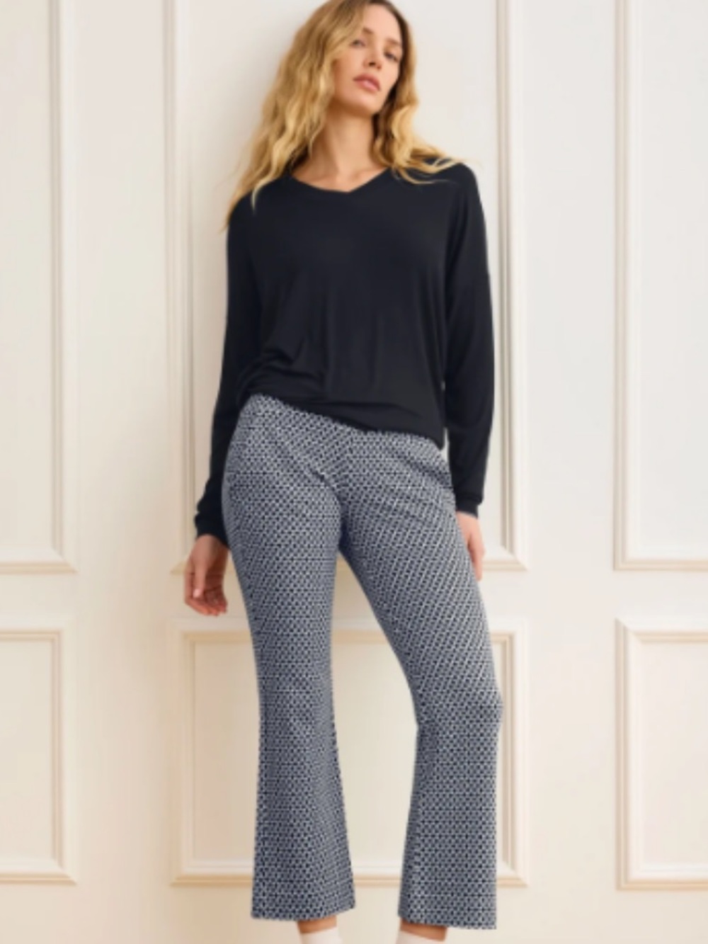 Cabi Mod Crop Jacquard Crop Ponte Pants in Navy